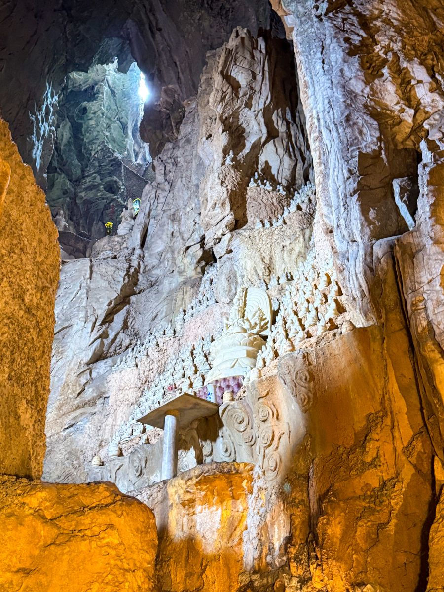 “Heaven” at Am Phu Cave in the Marble Mountains — a glowing hall of over 1,000 Buddha statues that leads to one seriously epic panoramic view of Da Nang. Enlightenment with a view!