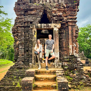 Standing in the doorway of one of the original temples at My Son Sanctuary, feeling the weight of centuries of history in every stone.