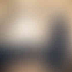 Shal walking into a minimally decorated hotel room with a bed with crisp white lines and sneakers walking on the ceiling.