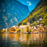 Hallstat, Austria -- village on a lake with a mountainous backdrop