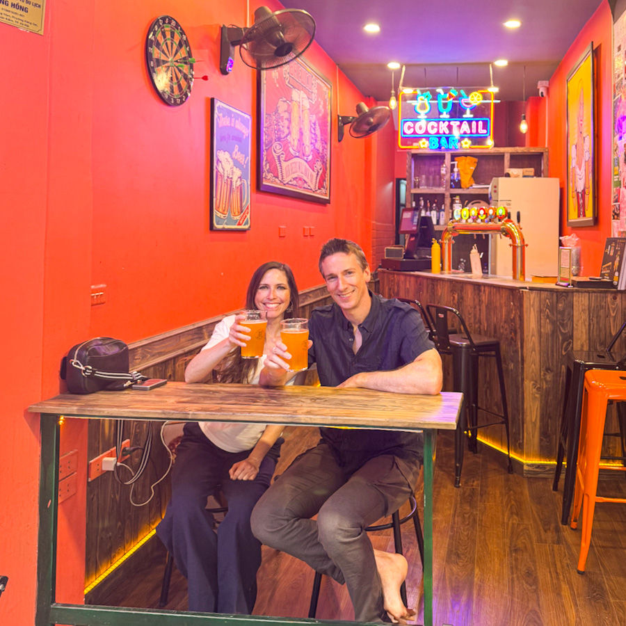 When life gives you pomelos, turn it into a beer and toast to adventure. Toasting with pomelo beers at Local Craft Beer in Hanoi