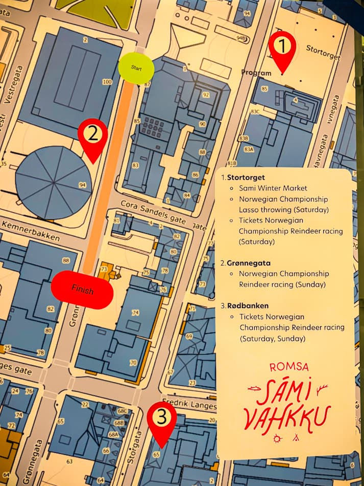 Map of Sami Week festivities - one of the best things to do in Tromso in February.