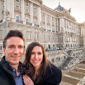 James & Shalon in front of the Royal Palace of Madrid on 3 days in Madrid