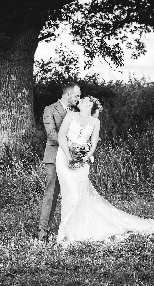 Bride & Groom b&w wedding in Devon