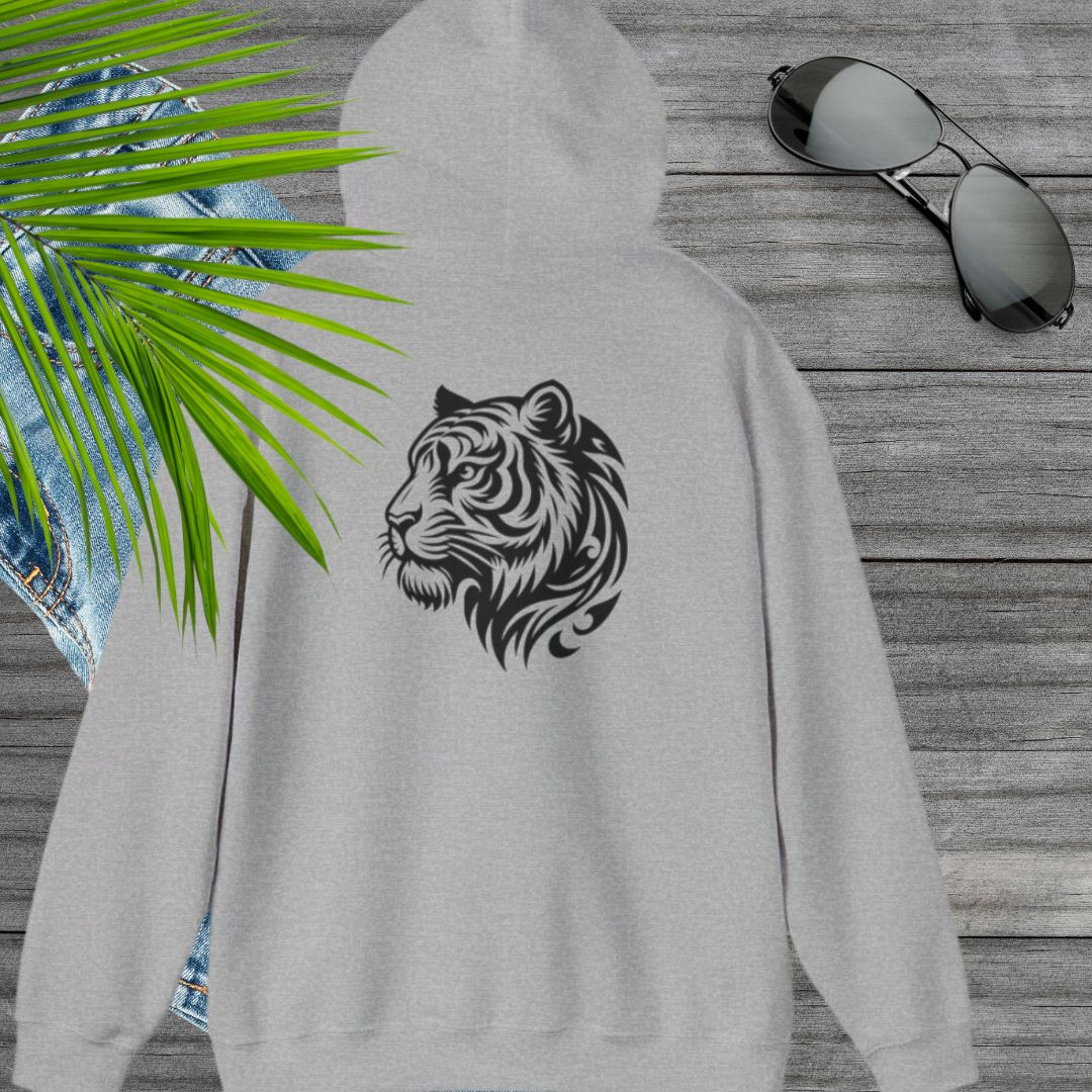 Tattoo Tiger Back Print Pullover Hoodie