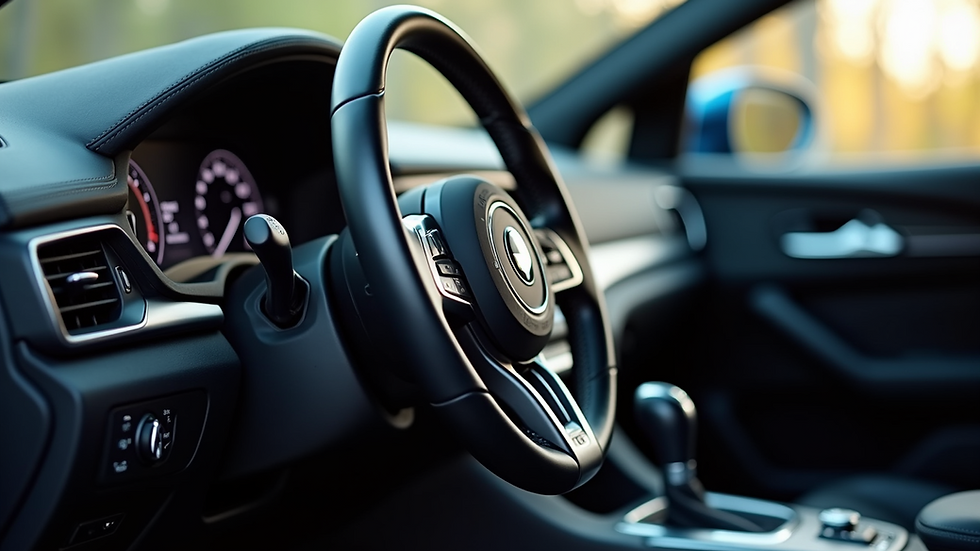 Close-up view of a clean and shiny car dashboard