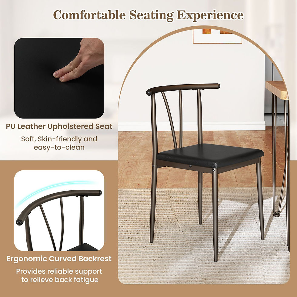 Thumbnail: Dining table set in 5 pieces with metal frame and upholstered seats