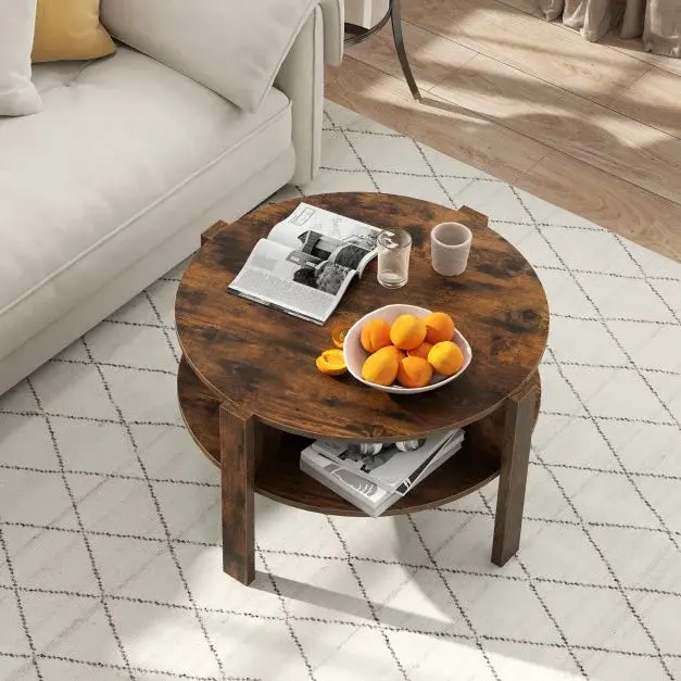 Thumbnail: Round Coffee Table 2-Tier with 4 Shelves