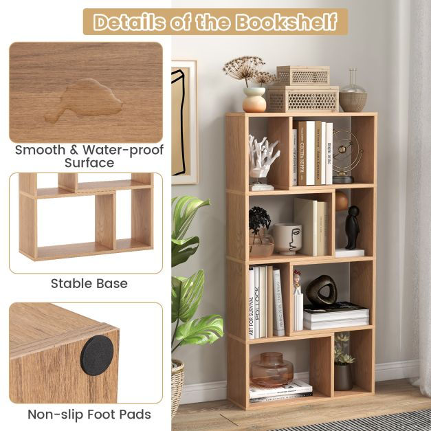 Thumbnail: 5-Tier Open Display Geometric Bookshelf with 8 cubes Floor Standing storage