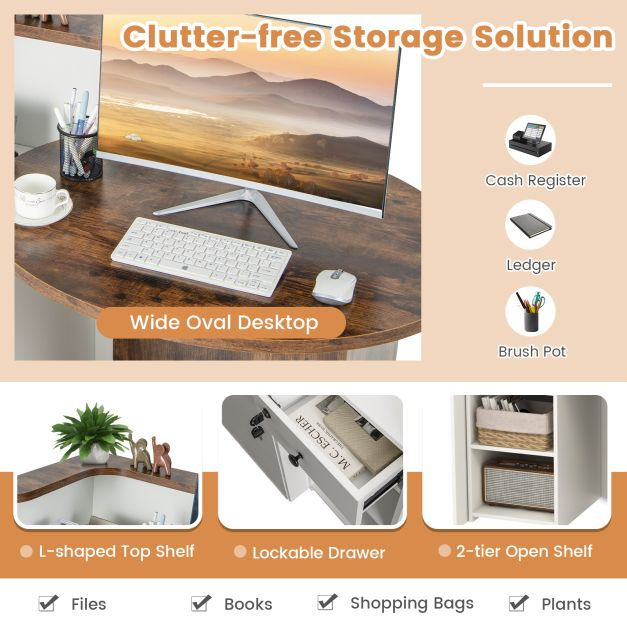 Thumbnail: Front Corner Reception Desk with Lockable Drawer at the Counter
