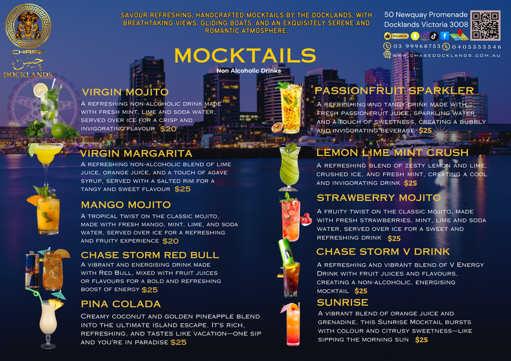 Non-alcoholic mocktails.