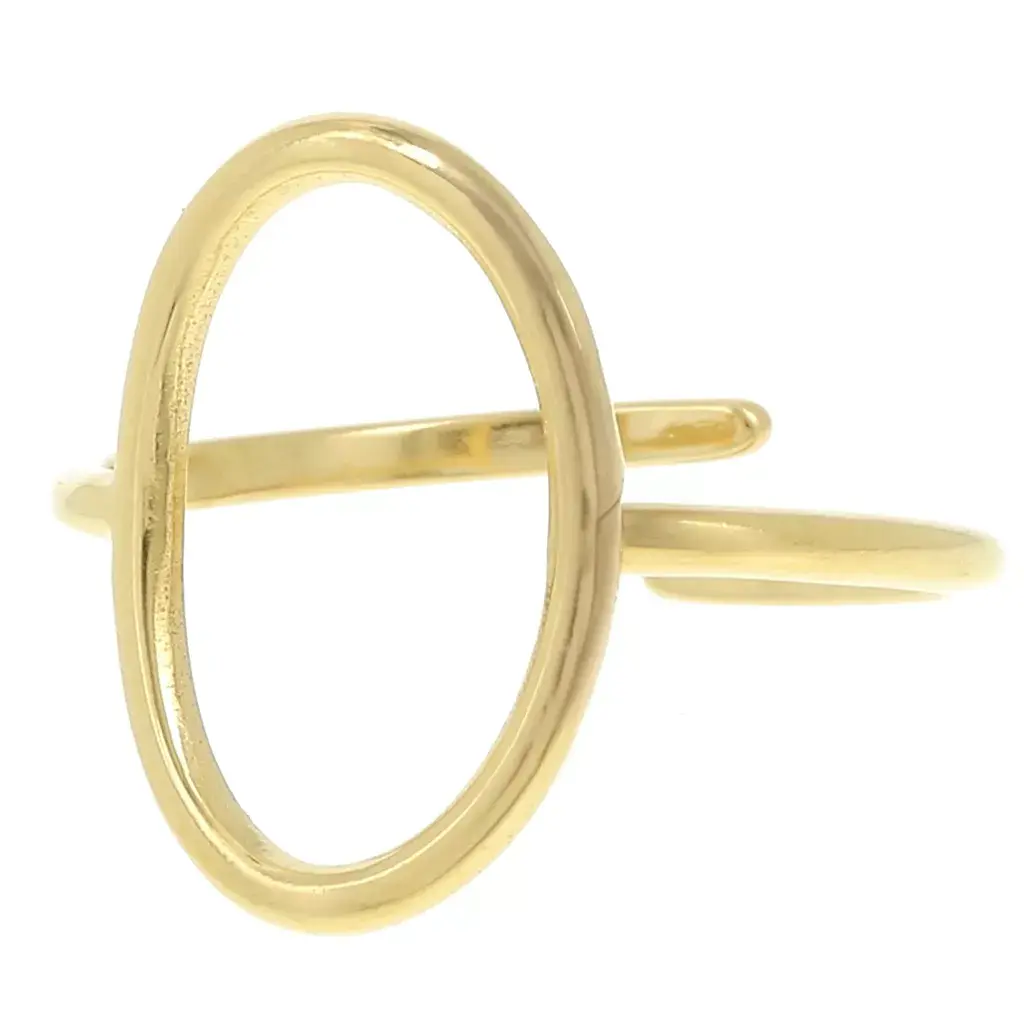 Bague ovale ajourée - T.59 - Acier inoxydable doré, cadeau de noël femme, cadeau petit budget Santa secret, cadeau breton
