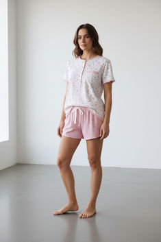 Pijama senhora 100% algodão calção e meia manga da marca Sari