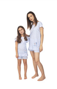 Pijama de senhora coordenado com o de criança da Sari em 100% algodão