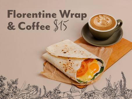 No better way to start your day than with a breakfast wrap and coffee!