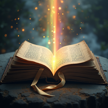book with rainbow light coming out of it.png
