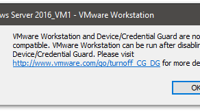 VMware Workstation and Device/Credential Guard are not compatible