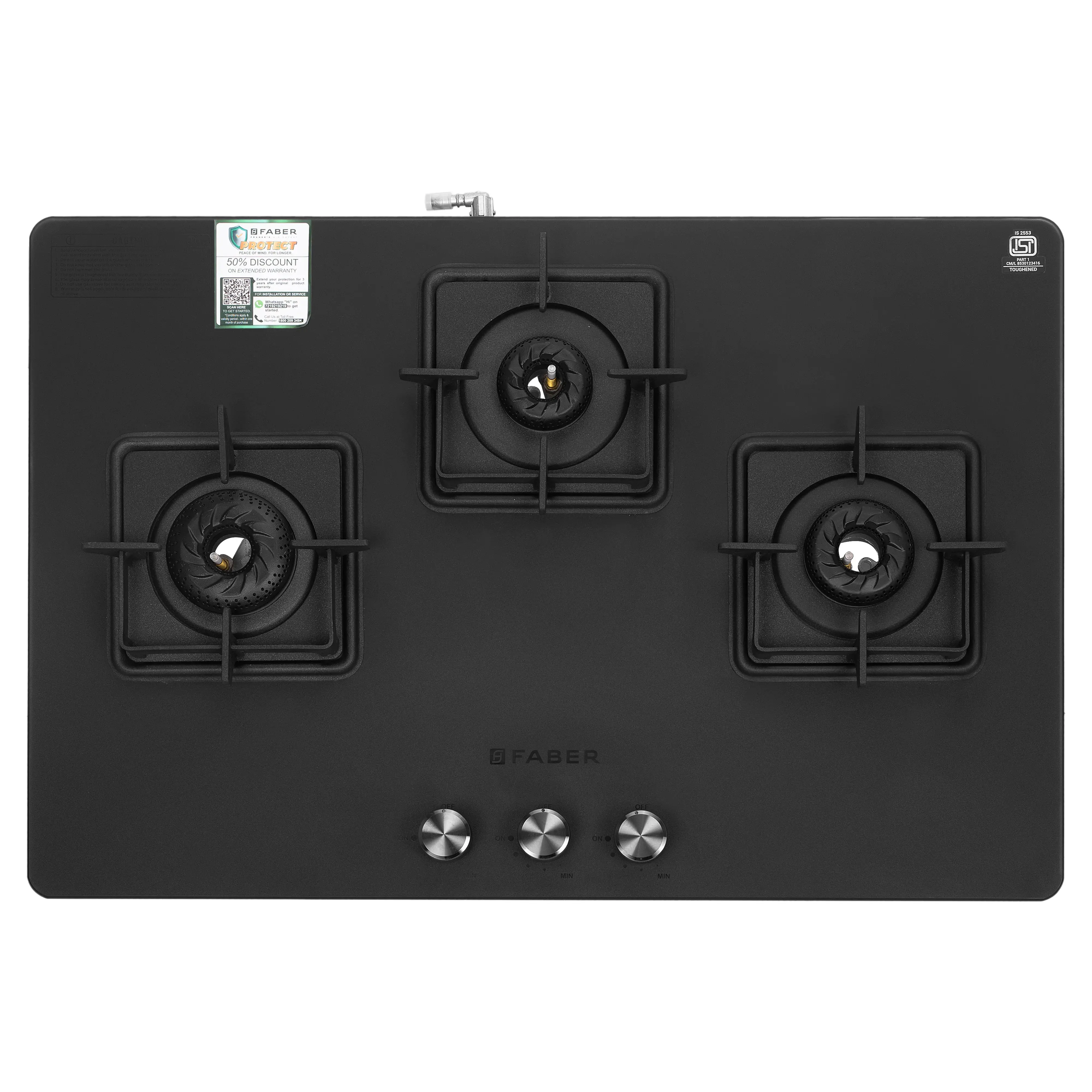FABER GASSTOVE COOKTOP EVOKE 3BB BK CI AI