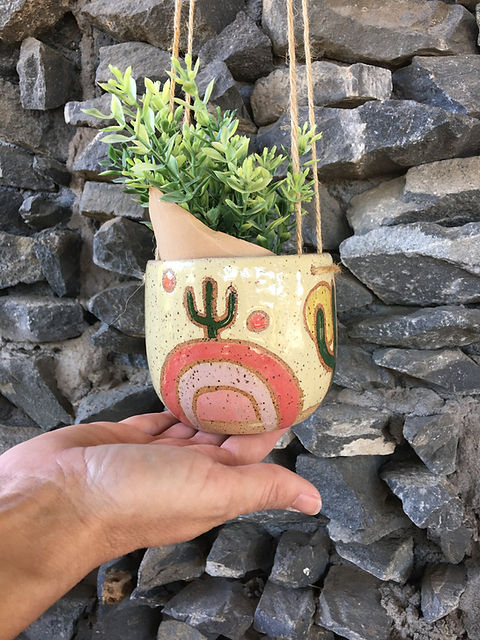 Hanging Ceramic Planter | Cactus Planter | Cactus Lovers| Dopamine Decor |  Sunshine Sunflower