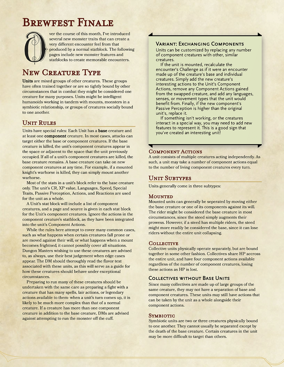Paragon and Unit Monsters