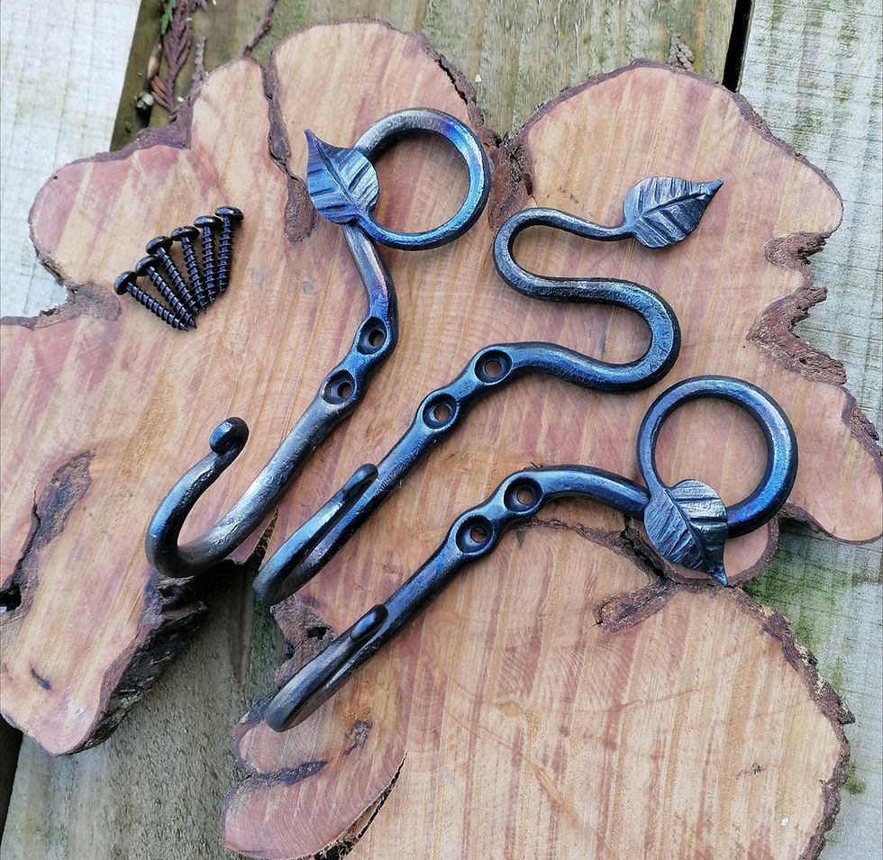 Thumbnail: Hand forged Leaf end coat hooks