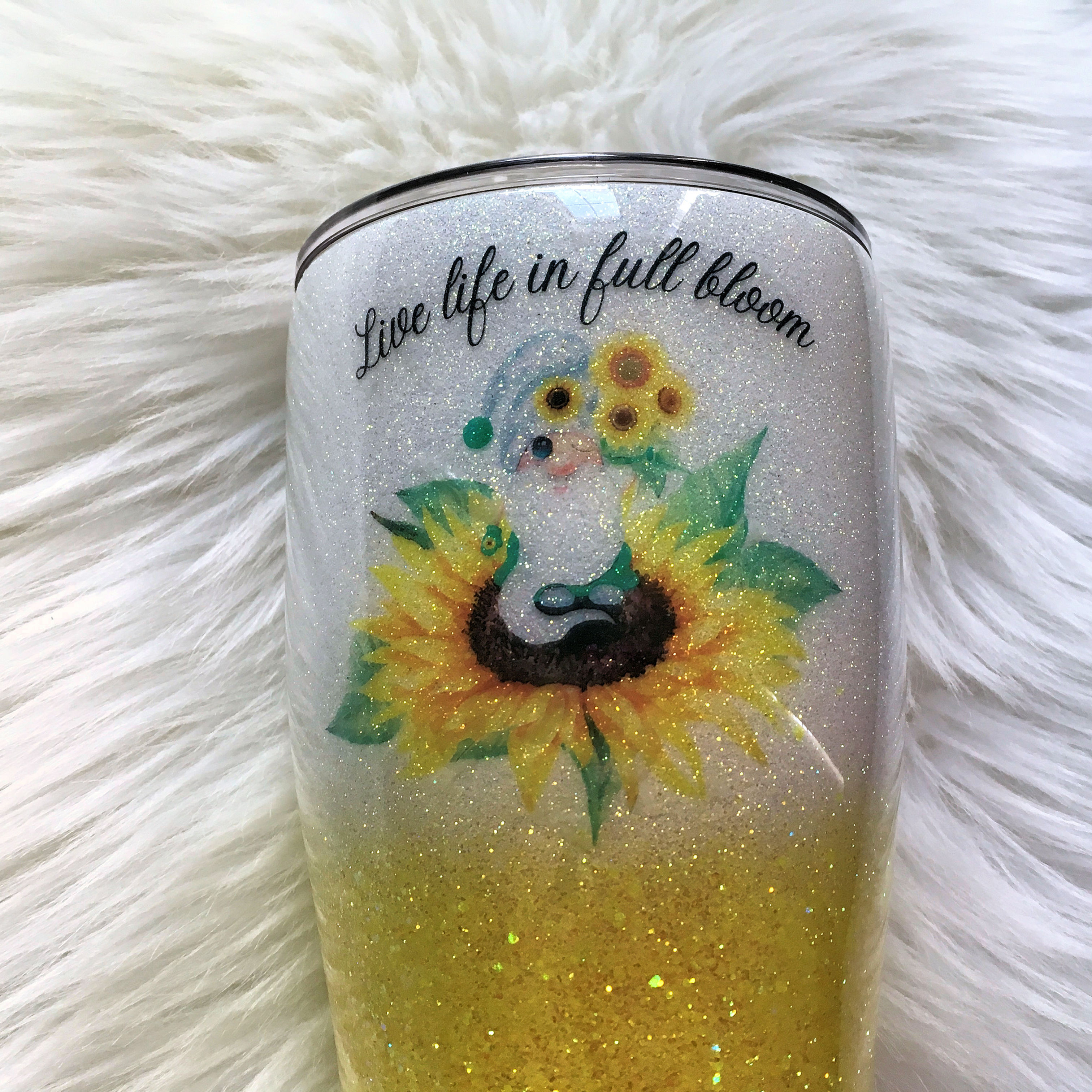 Live Life in Full Bloom Glitter Tumbler
