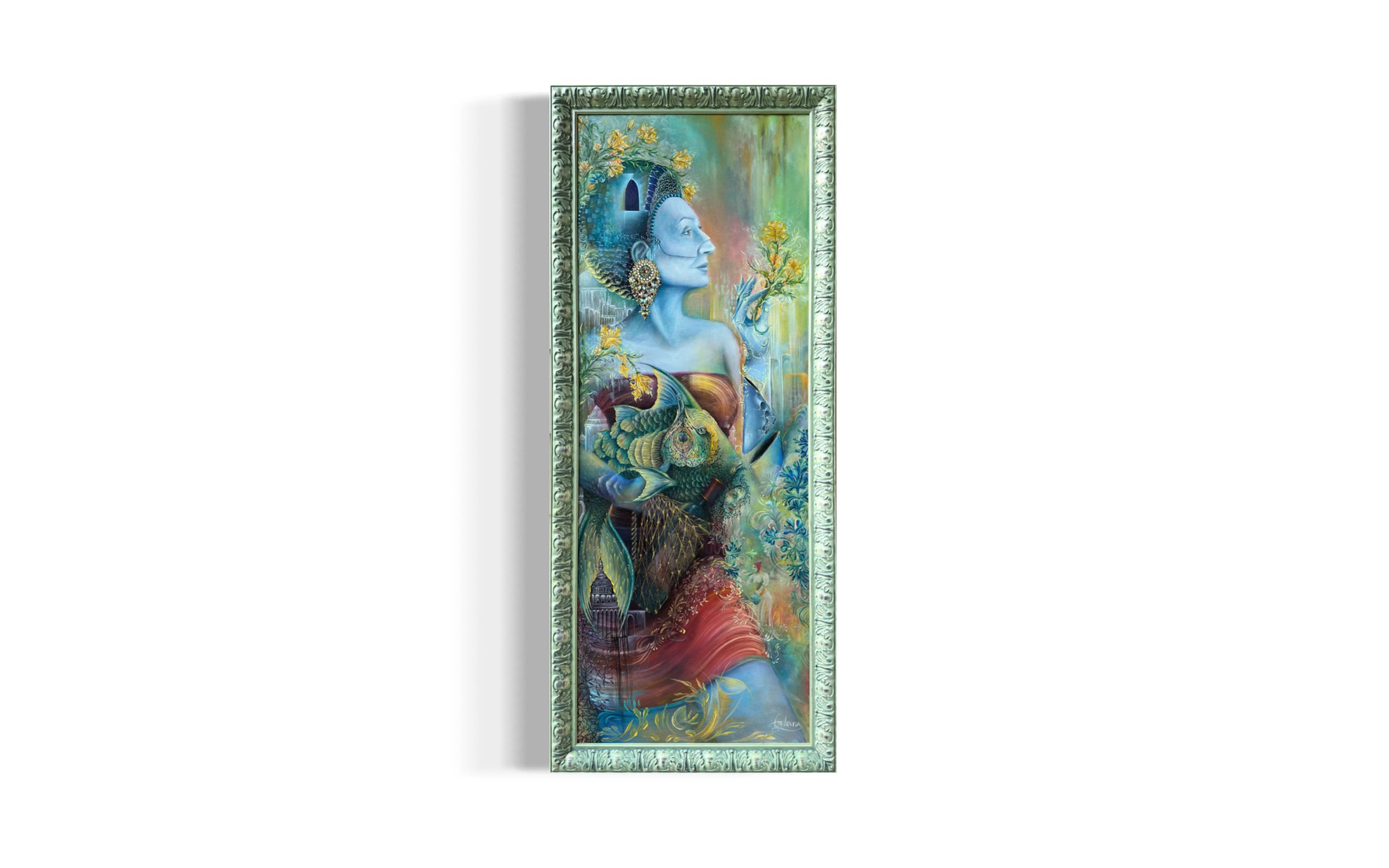 The Wife Returns from the Fish Market | Original Oil Painting