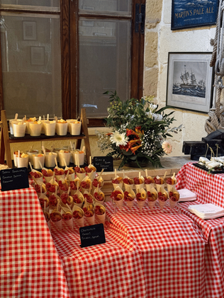 Buffet table featuring our cold starters