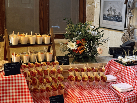 The cold startes presented on a buffet style table