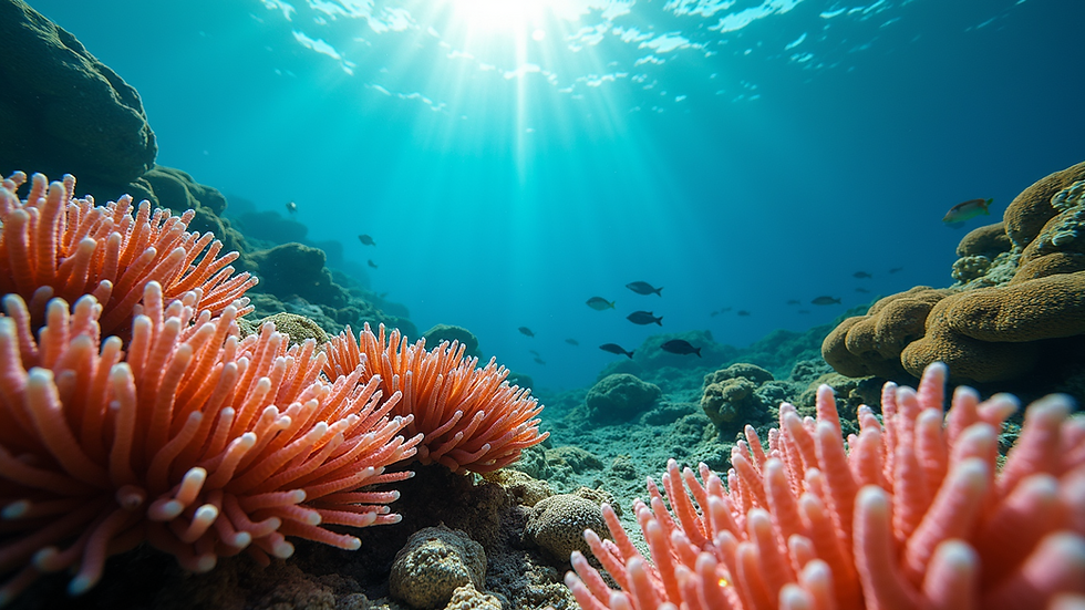 Eye-level view of vibrant coral reef in clear Bermuda waters