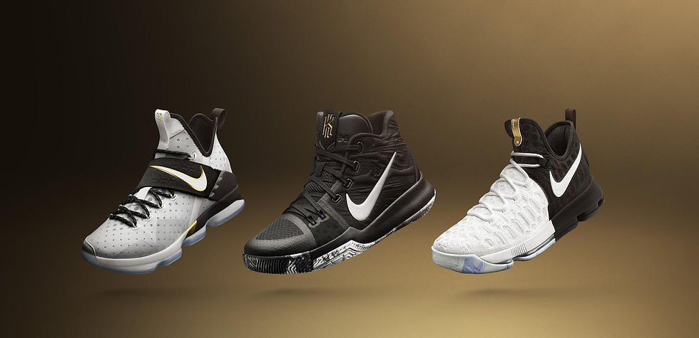 L to R: NIKE Lebron 14, Nike Kyrie 3, Nike KD 9