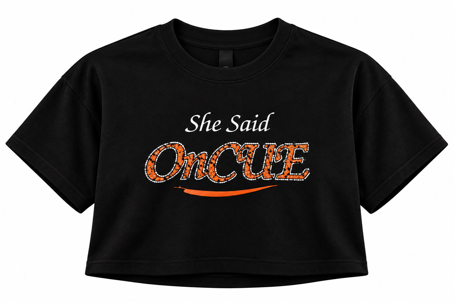 She Said OnCuE” Halloween Cropped Tee.