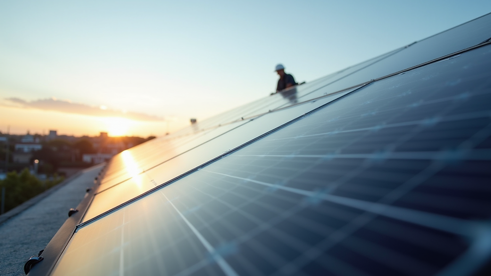 Eye-level view of a solar panel installation on a rooftop