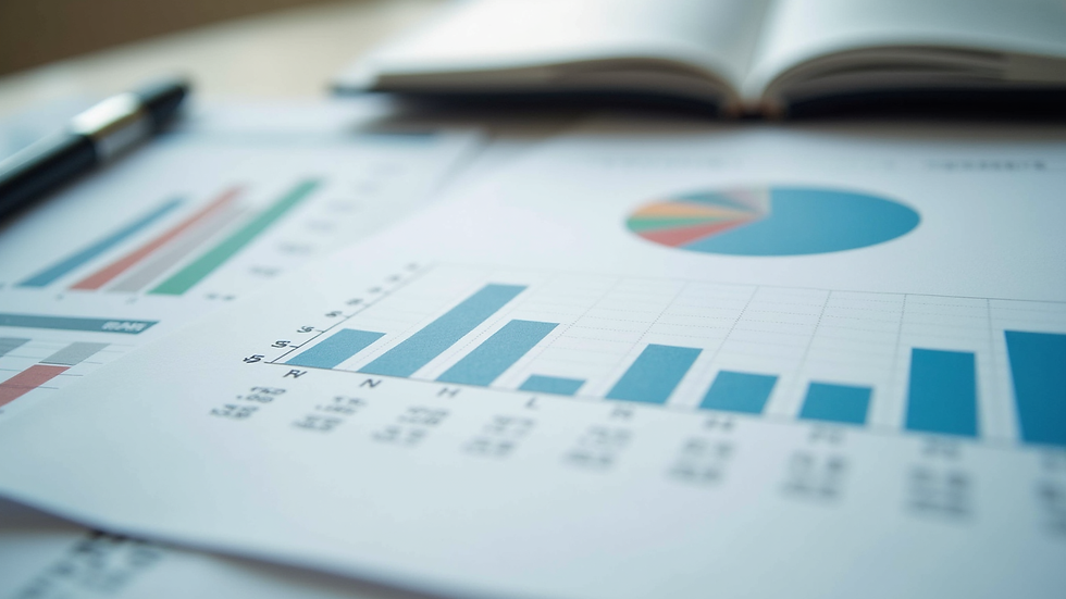 Close-up view of a financial plan document with charts and notes