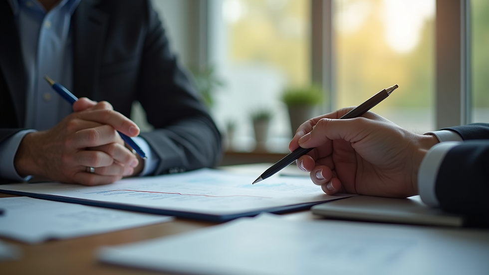 Eye-level view of a financial advisor discussing investment plans with a client