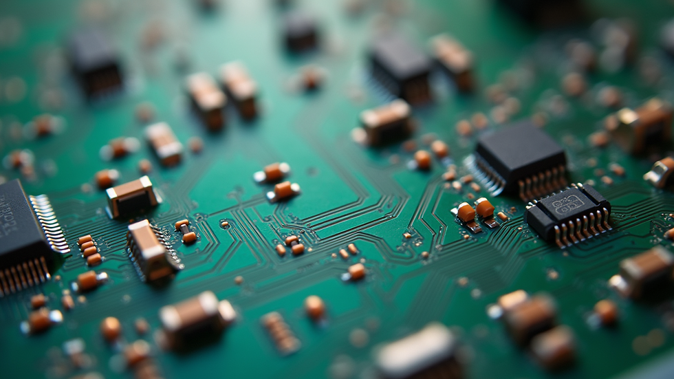 Close-up view of a rigid printed circuit board with visible copper traces