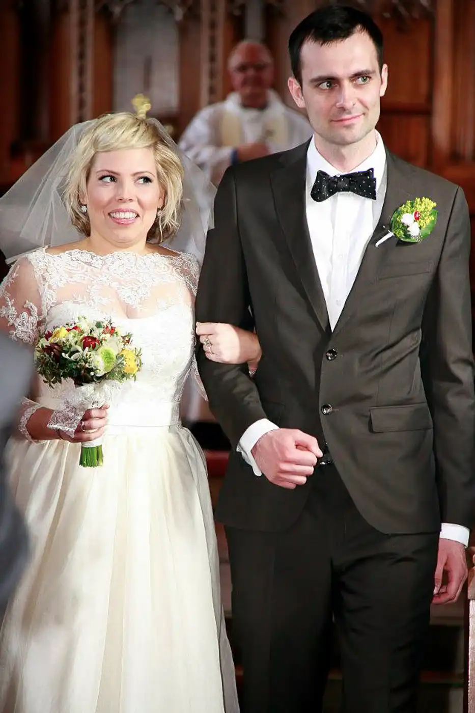real bride wedding traditional lace gown organza