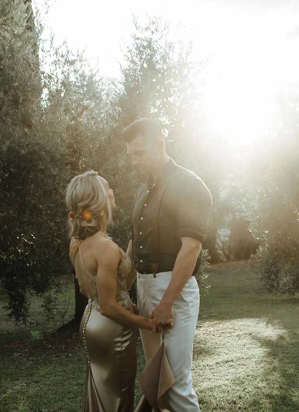 bridal designer margo stankova real bride gold mermaid backless wedding dress