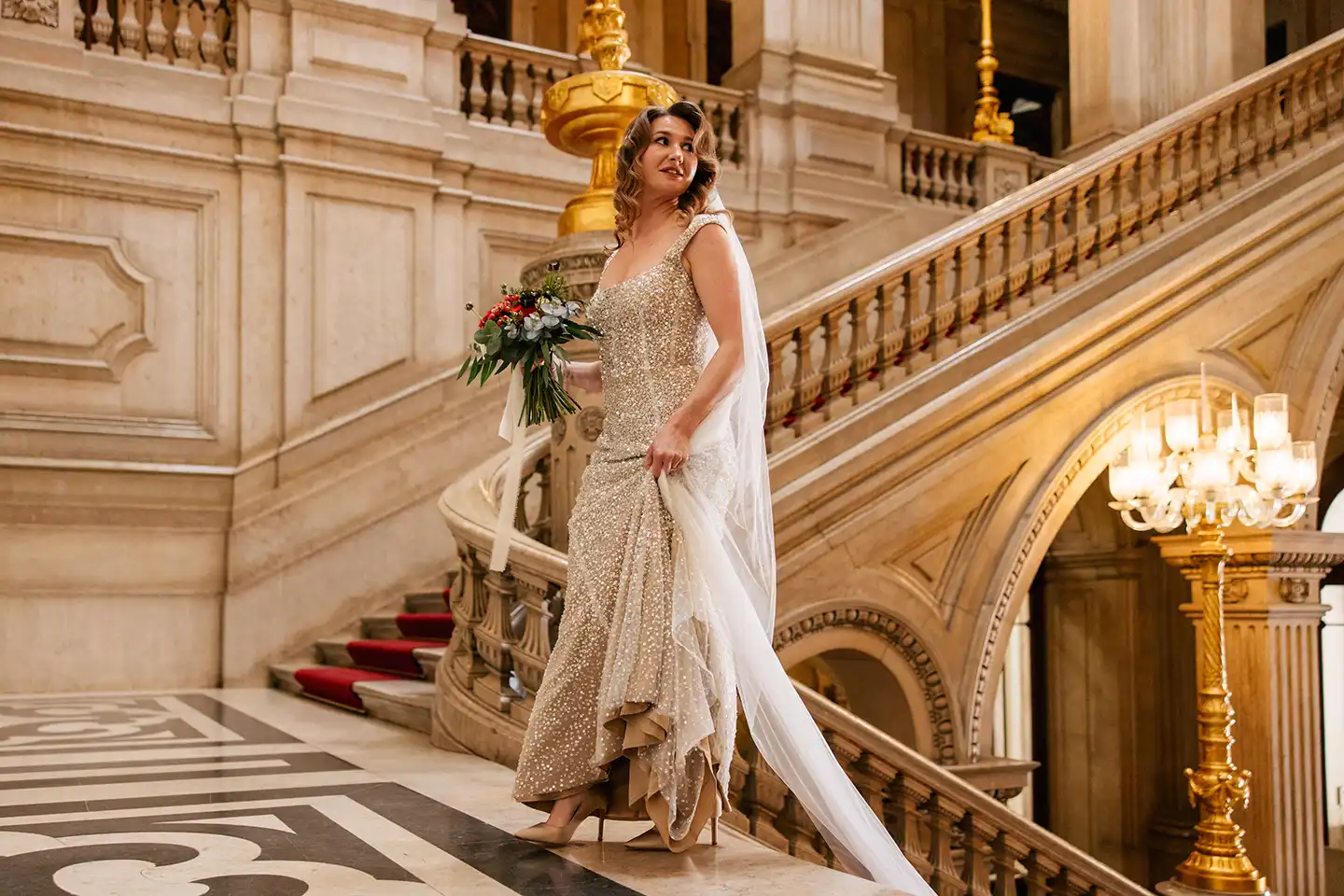 Fully Heavy Beaded Shimmering Wedding Dress by Margo Stankova bridal London