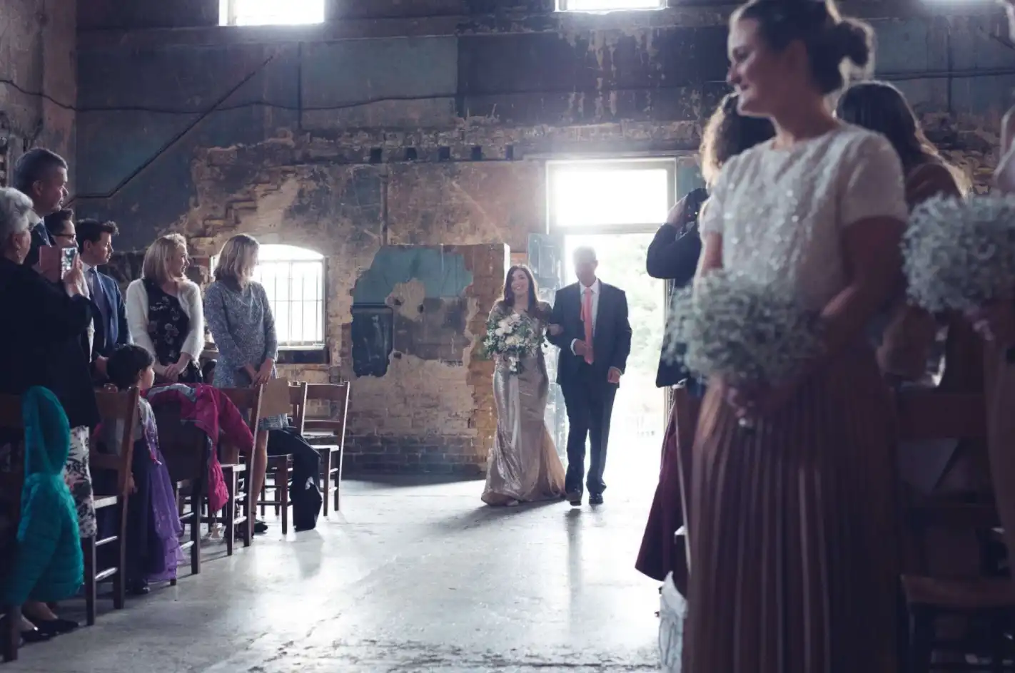 real bride wedding entering the asylum chapel in peckham south east london