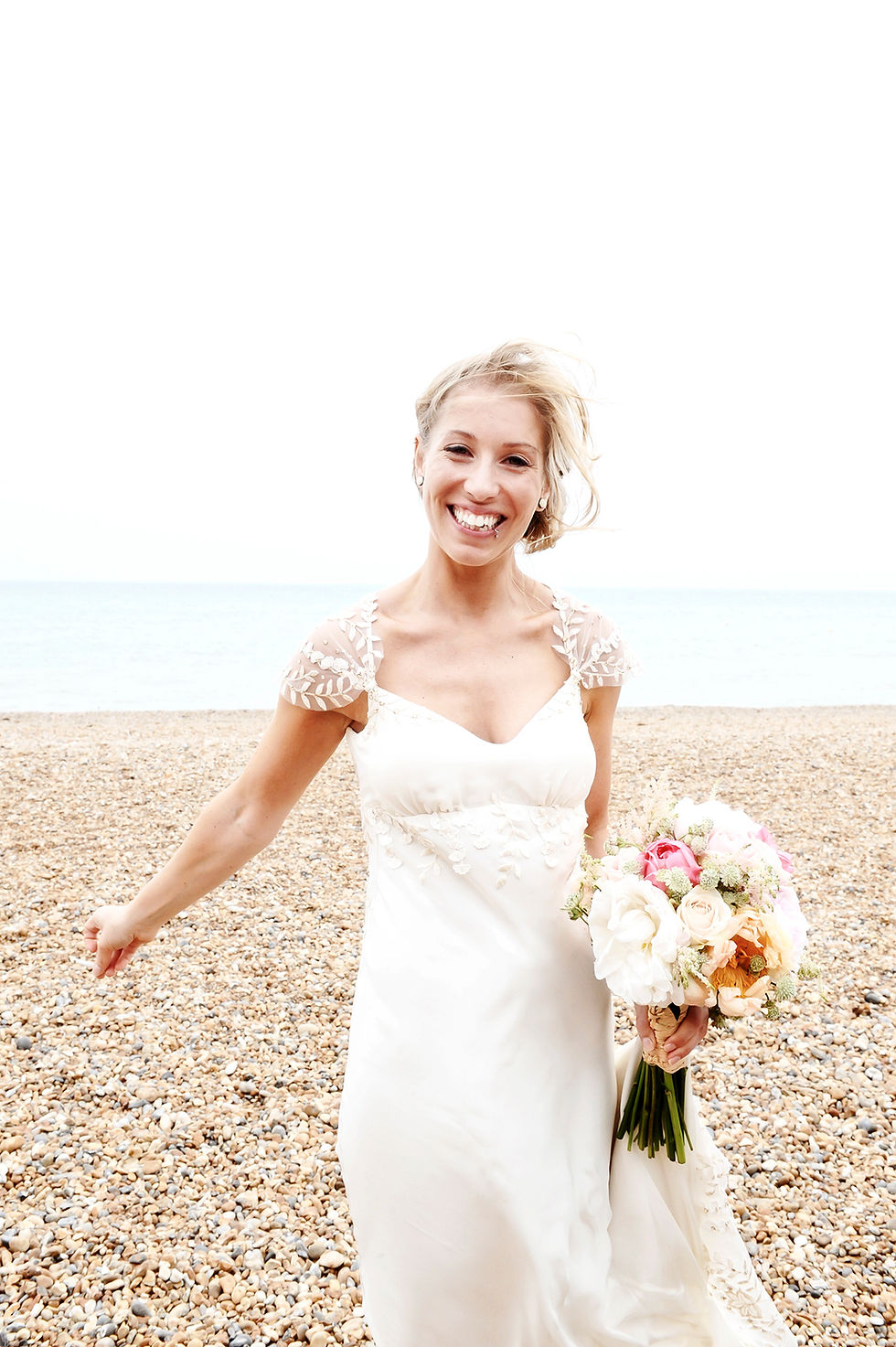 margo stankova real bride in silk wedding dress on the beach