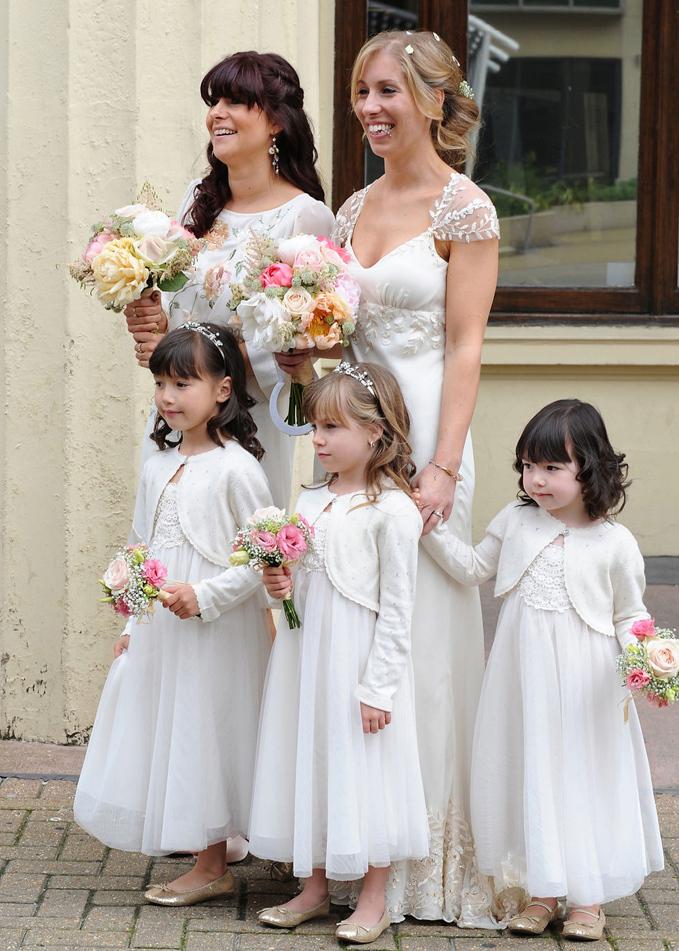 real bride in silk mermaid style wedding dress with embroidery and swarovski crystals