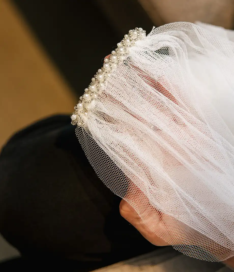 bespoke beaded veil by margo stankova bridal