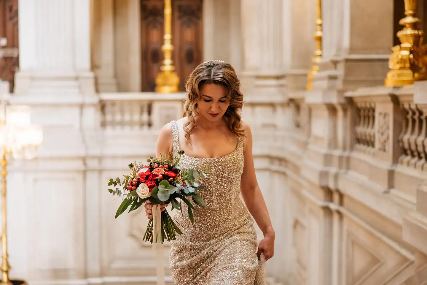 Fully Heavy Beaded Shimmering Wedding Dress by Margo Stankova bridal London