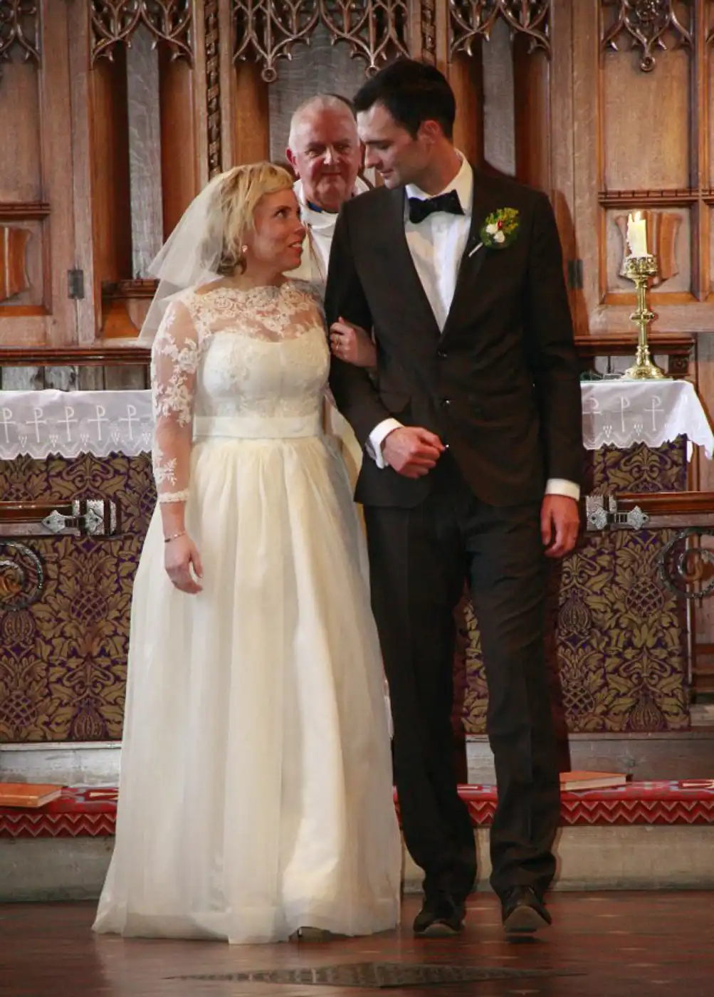 real bride wedding traditional lace gown organza