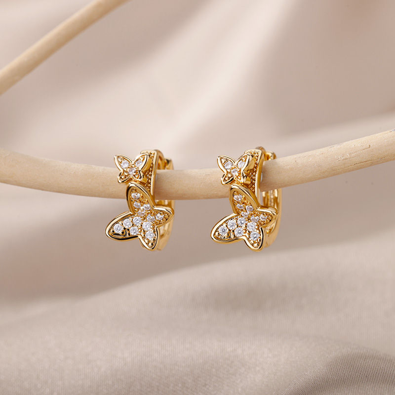Thumbnail: Butterfly Earrings in Gold-Plated Stainless Steel