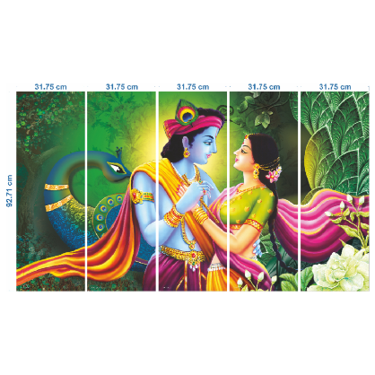 Thumbnail: One Touch Divine Love - Krishna and Radha Art MDF 5 Pc Set
