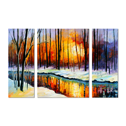 Thumbnail: One Touch Small MDF 3 Piece Winter Sunrise Art