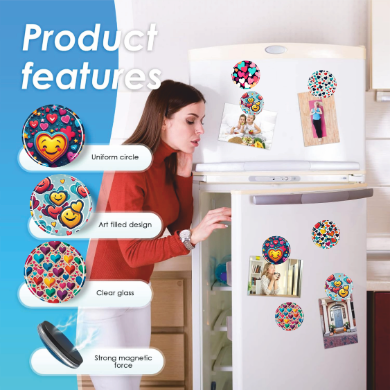 Thumbnail: One Touch Colorful Hearts 3D Glass Magnets Set