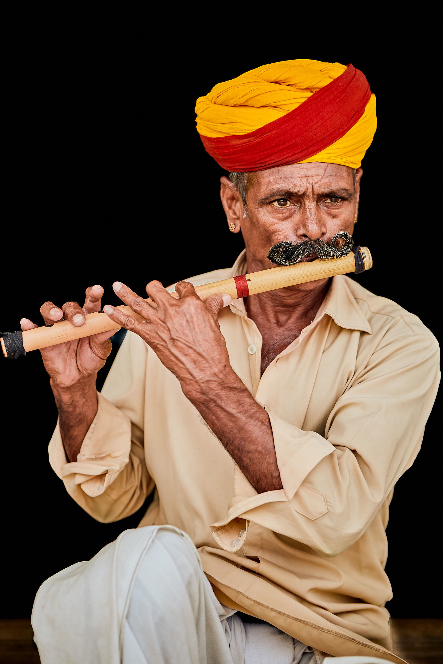 Indian Man Playing Flute, Mehrangarh Fort, Jodhpur, Rajasthan, India